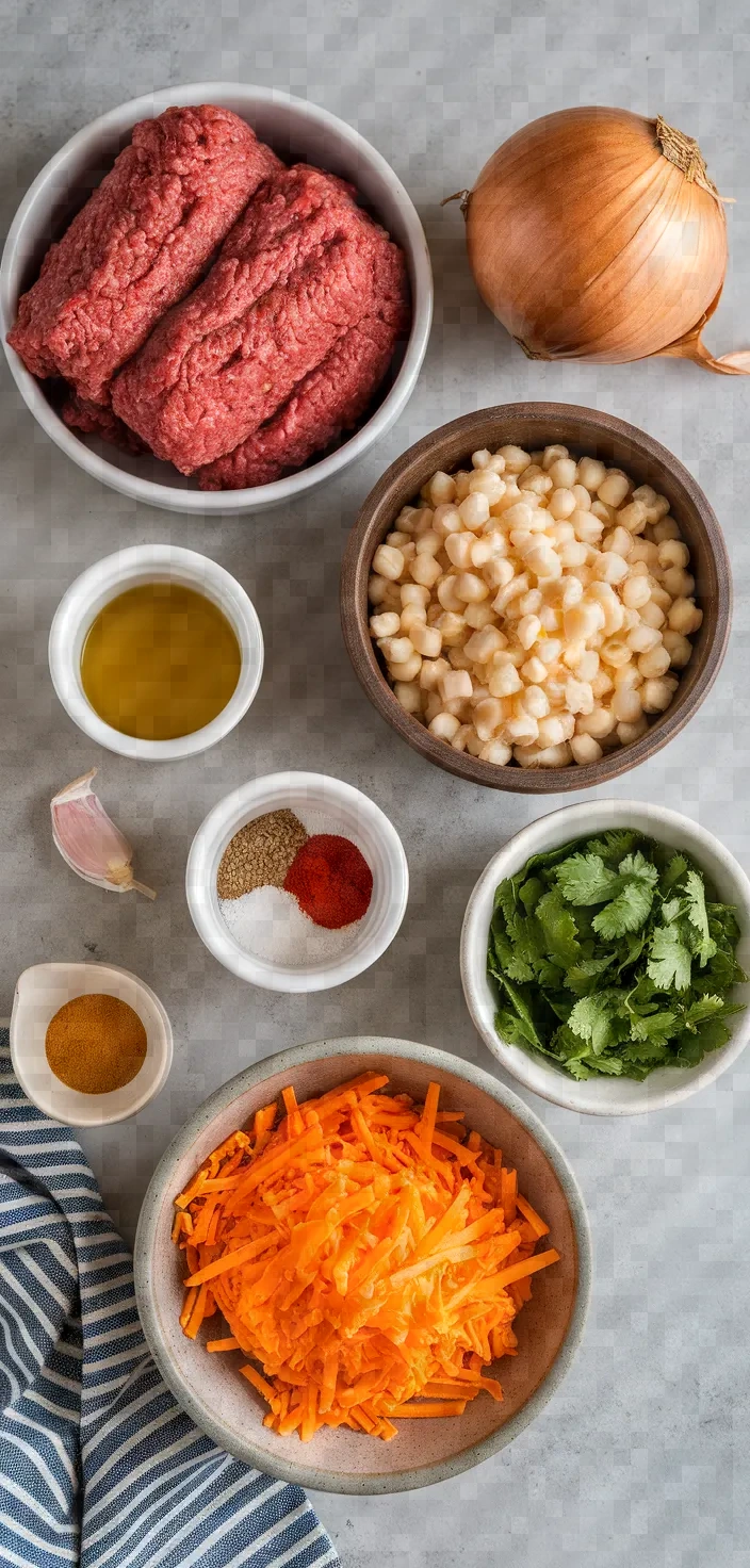 Ingredients photo for Beef And Hominy Casserole Recipe