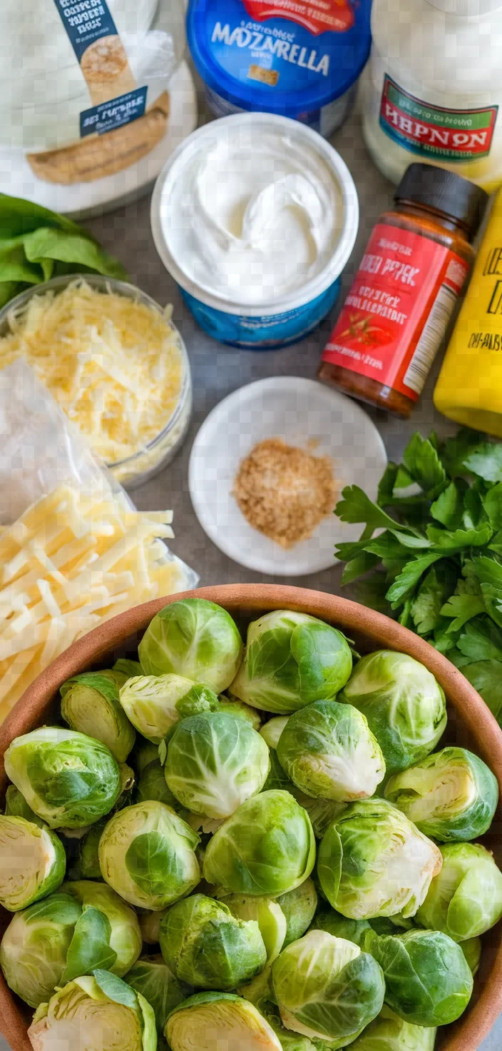 Ingredients photo for Cheesy Brussels Sprouts Dip Recipe