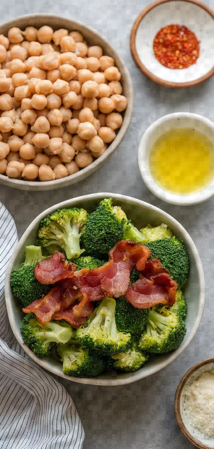 Ingredients photo for Chickpeas Broccoli Bacon Recipe