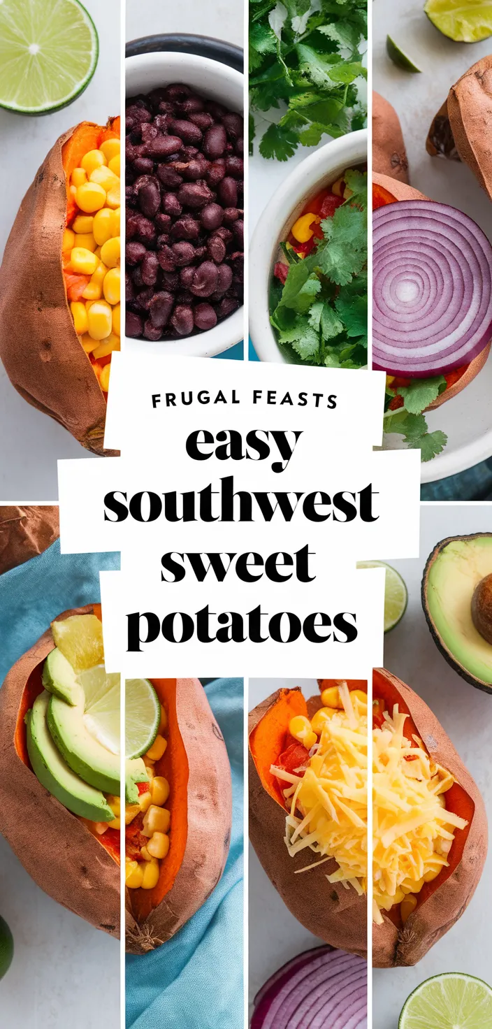 A photo of Frugal Feasts Easy Southwest Stuffed Sweet Potatoes Recipe