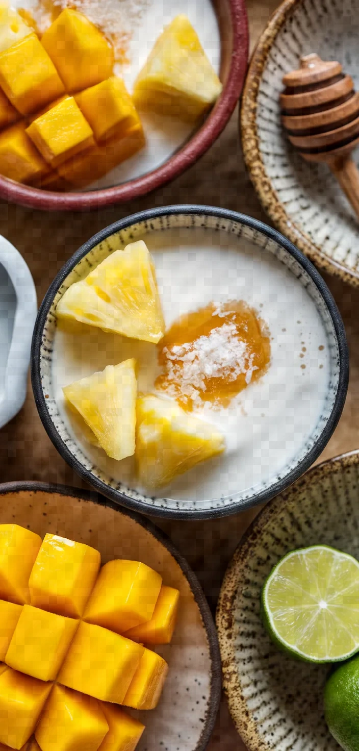 Ingredients photo for Boozy Mango Pineapple Popsicles Recipe