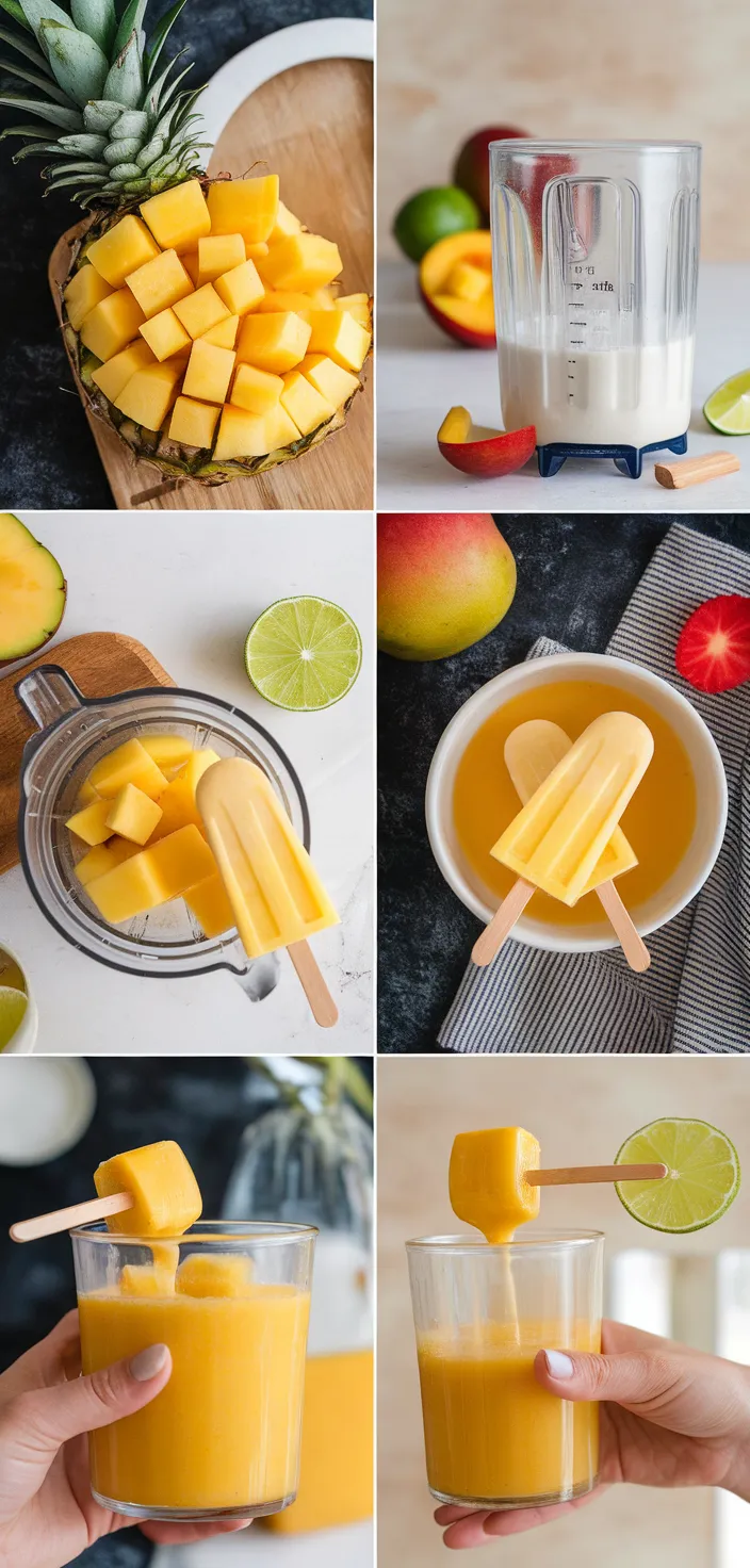 A photo of Boozy Mango Pineapple Popsicles Recipe