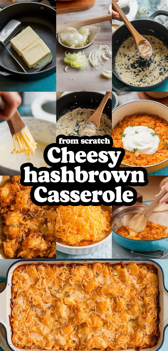 A photo of From Scratch Cheesy Hashbrown Casserole Recipe