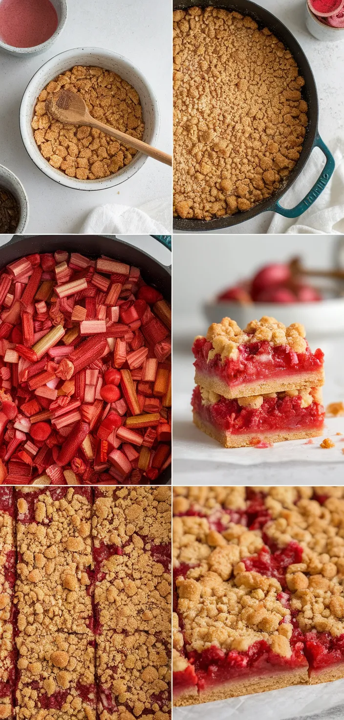 A photo of Rhubarb Shortbread Crumble Bars Recipe