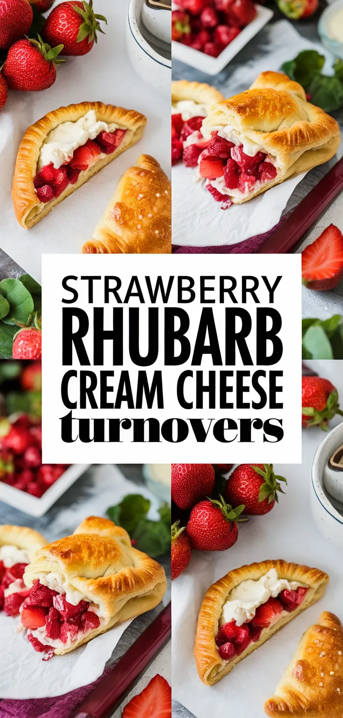 A photo of Strawberry Rhubarb Turnovers With Cream Cheese Glaze Recipe