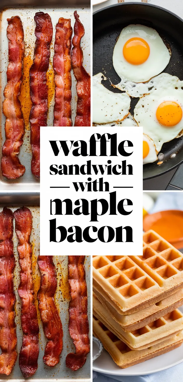 A photo of Waffle Breakfast Sandwich With Peppered Maple Bacon Recipe