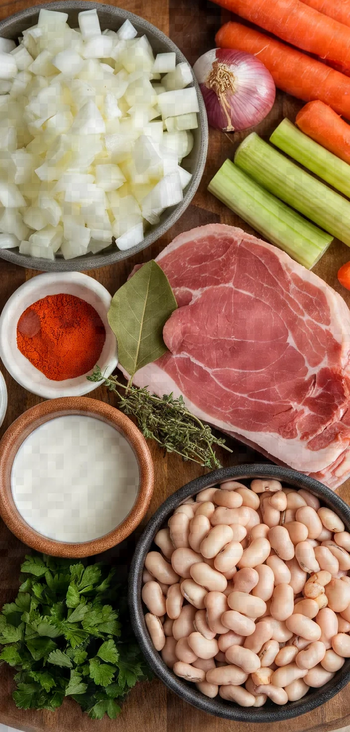 Ingredients photo for Creamy Smoked Ham Bean Soup Recipe