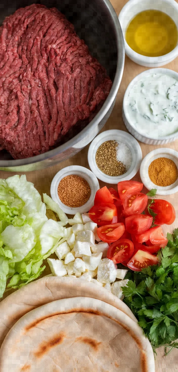 Ingredients photo for Easy Ground Beef Gyros With Tzatziki Recipe