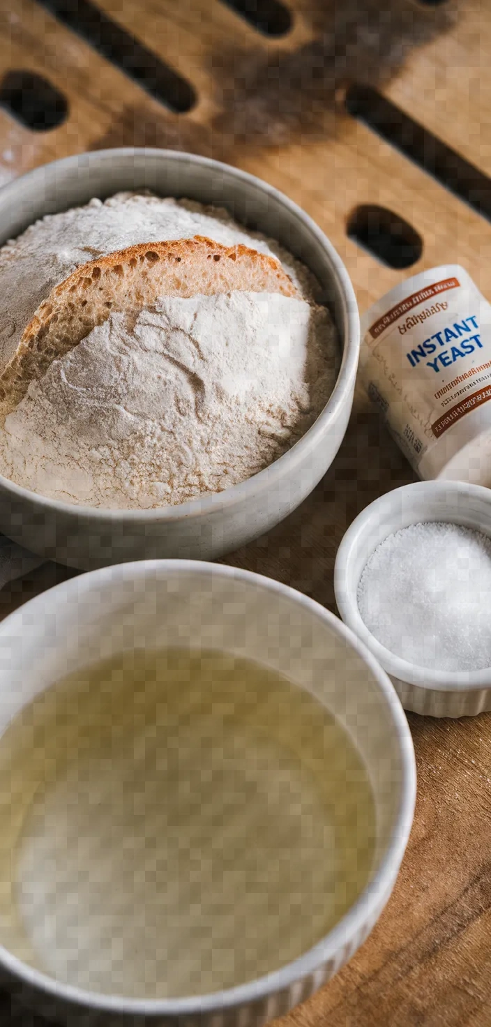 Ingredients photo for Easy No Knead Crusty Bread Recipe