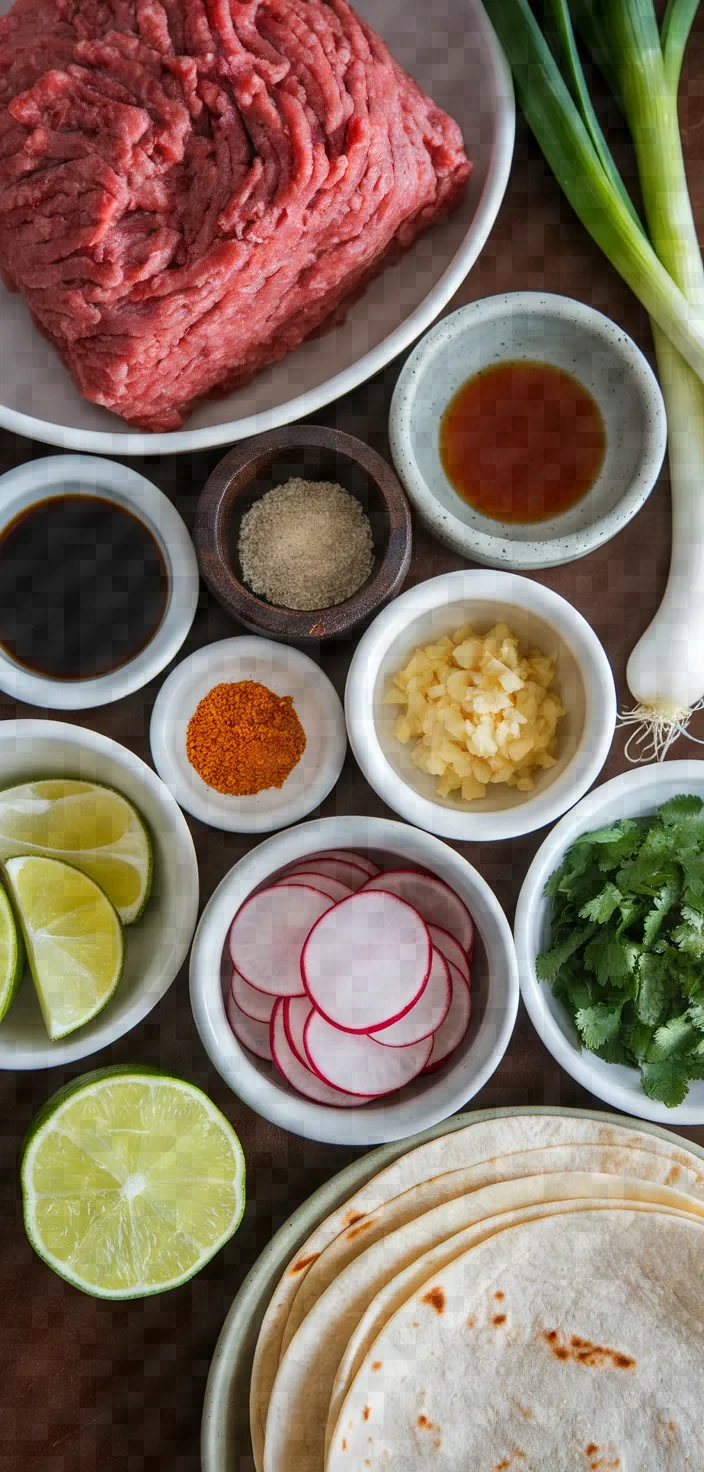 Ingredients photo for Korean Ground Beef Tacos Recipe