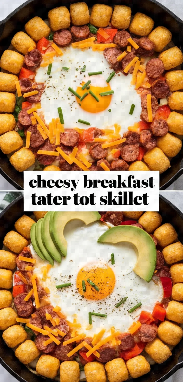 Next Level Cheesy Breakfast Tater Tot Skillet Recipe