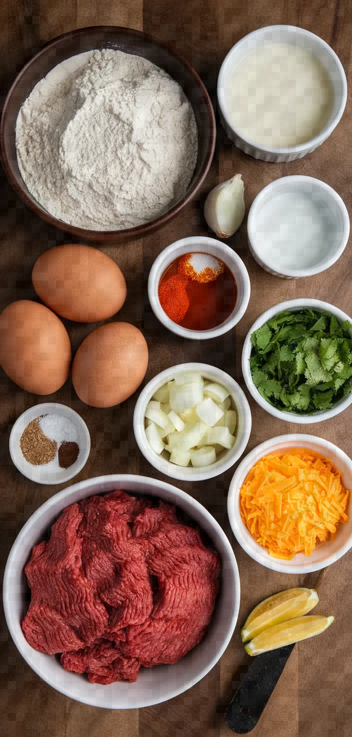 Ingredients photo for Savory Crepes Recipe With Spicy Ground Beef