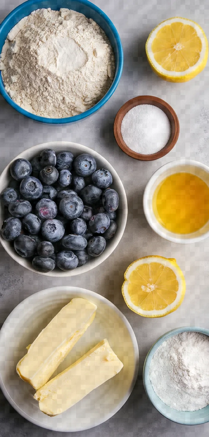 Ingredients photo for Thick Blueberry Lemon Bars Recipe