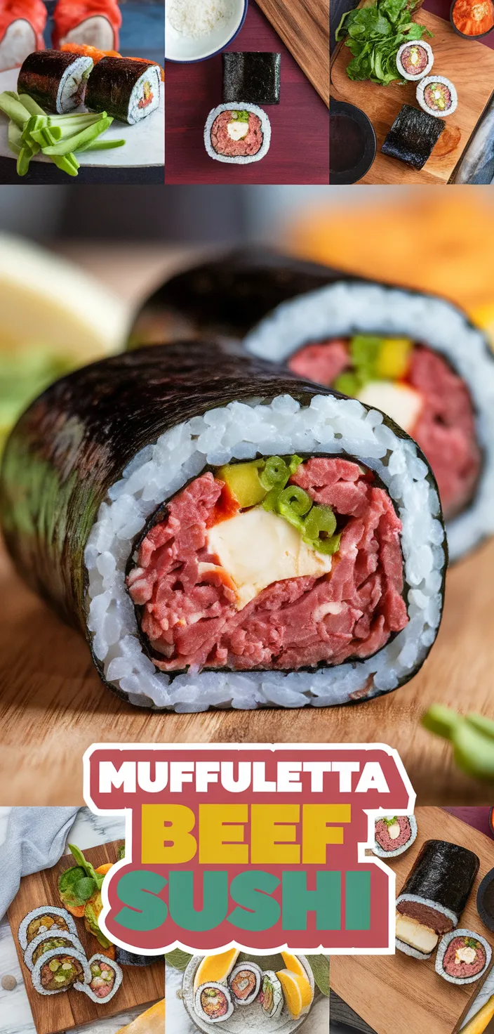 A photo of Muffuletta Beef Sushi Recipe