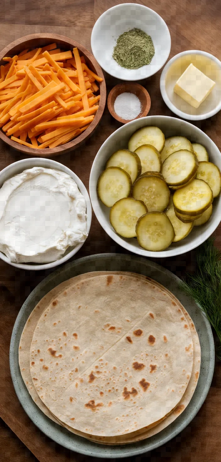 Ingredients photo for Dill Pickle Quesadilla Recipe