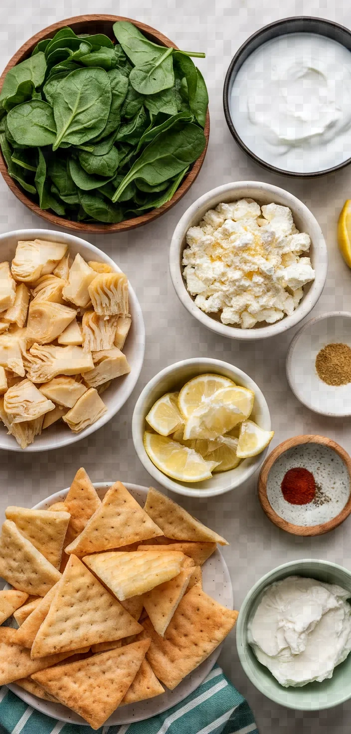 Ingredients photo for Mediterranean Spinach Artichoke Dip Recipe