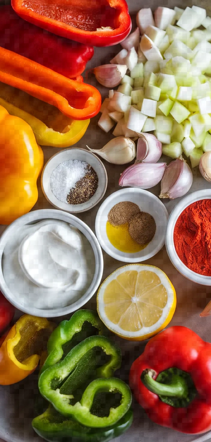 Ingredients photo for Roasted 3 Pepper Veggie Dip Recipe