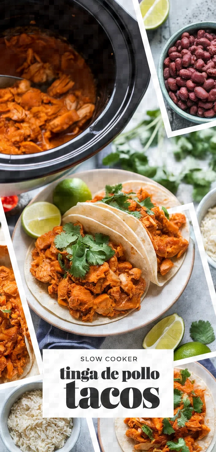 A photo of Slow Cooker Tinga De Pollo Poblano Tacos Recipe