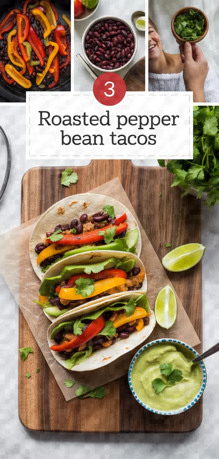 A photo of Roasted Bell Pepper Black Bean Tacos Recipe