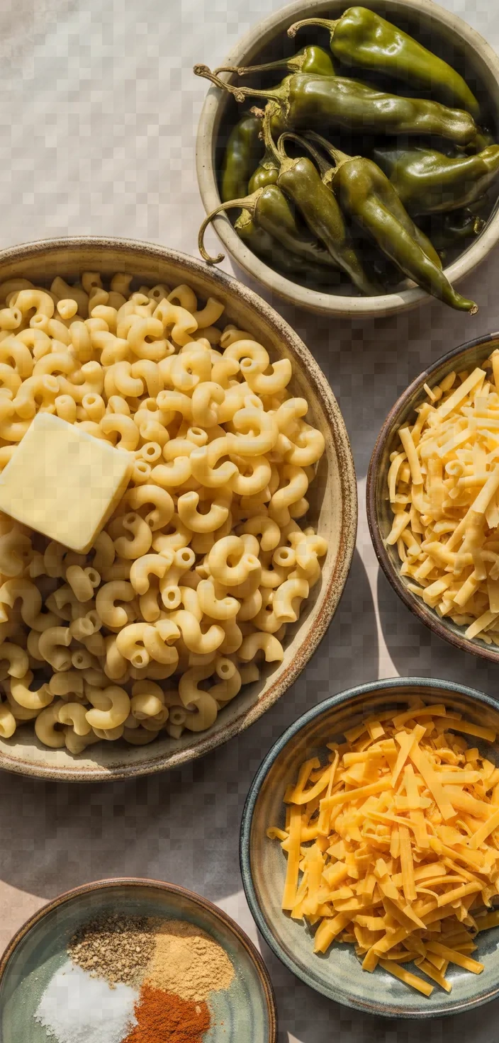 Ingredients photo for Hatch Green Chile Macaroni And Cheese Recipe