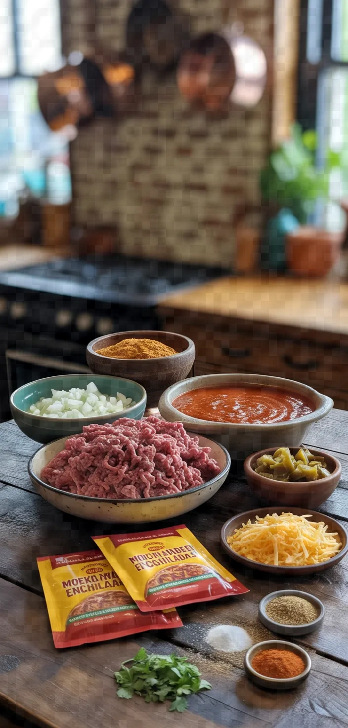 Ingredients photo for Mountain Mex Ground Beef Enchiladas Recipe