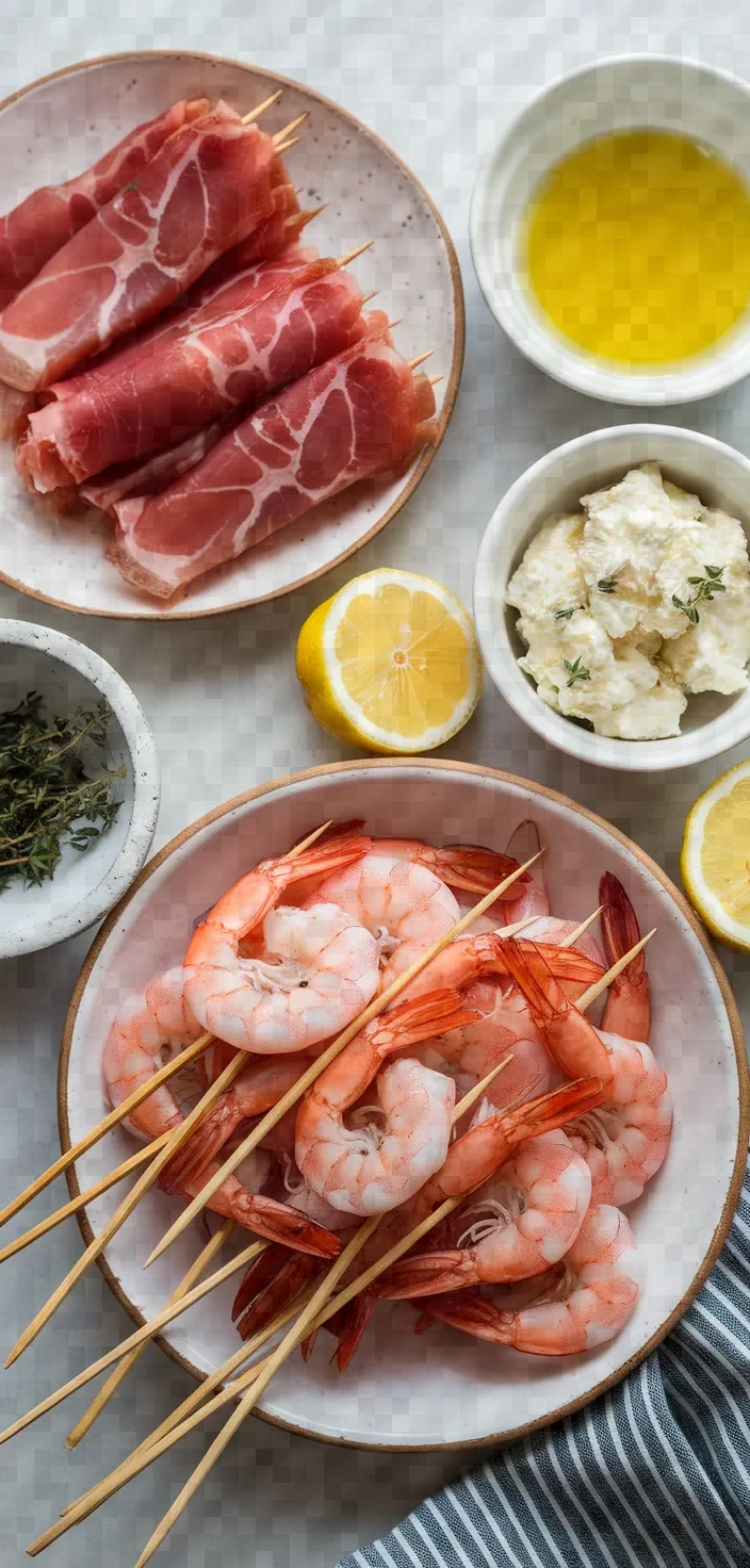 Ingredients photo for Pancetta Wrapped Shrimp With Gorgonzola Shrimp Appetizer Recipe