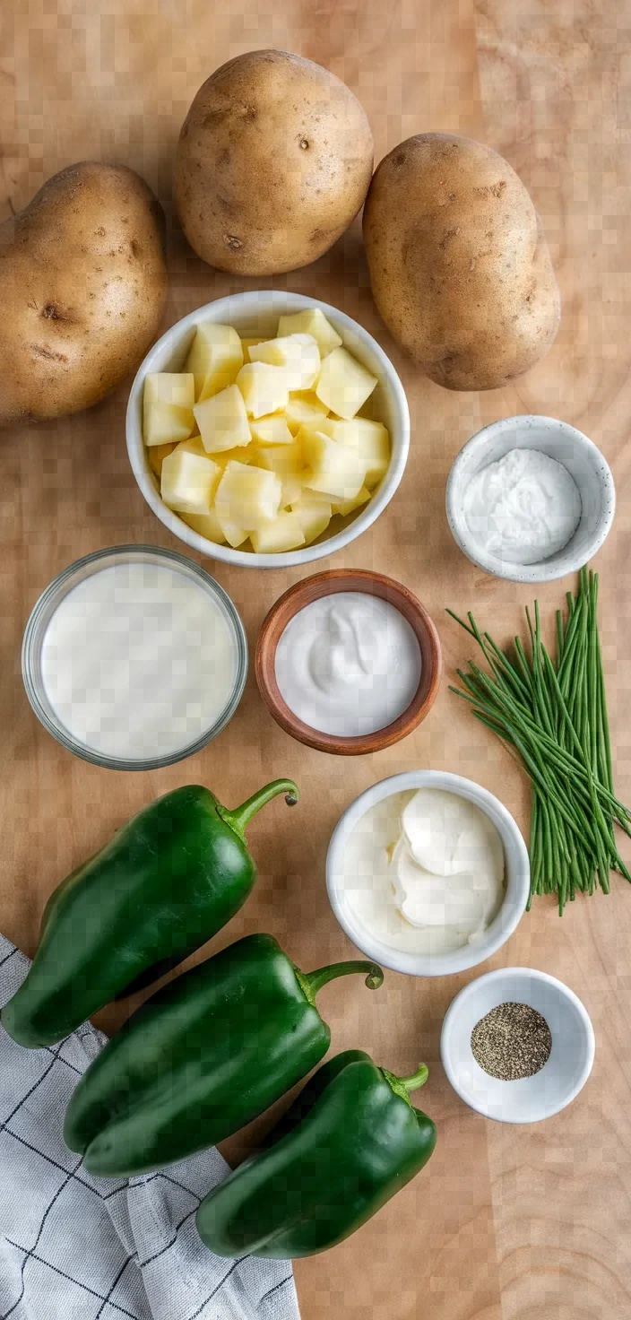 Ingredients photo for Poblano And Chive Mashed Potatoes Recipe