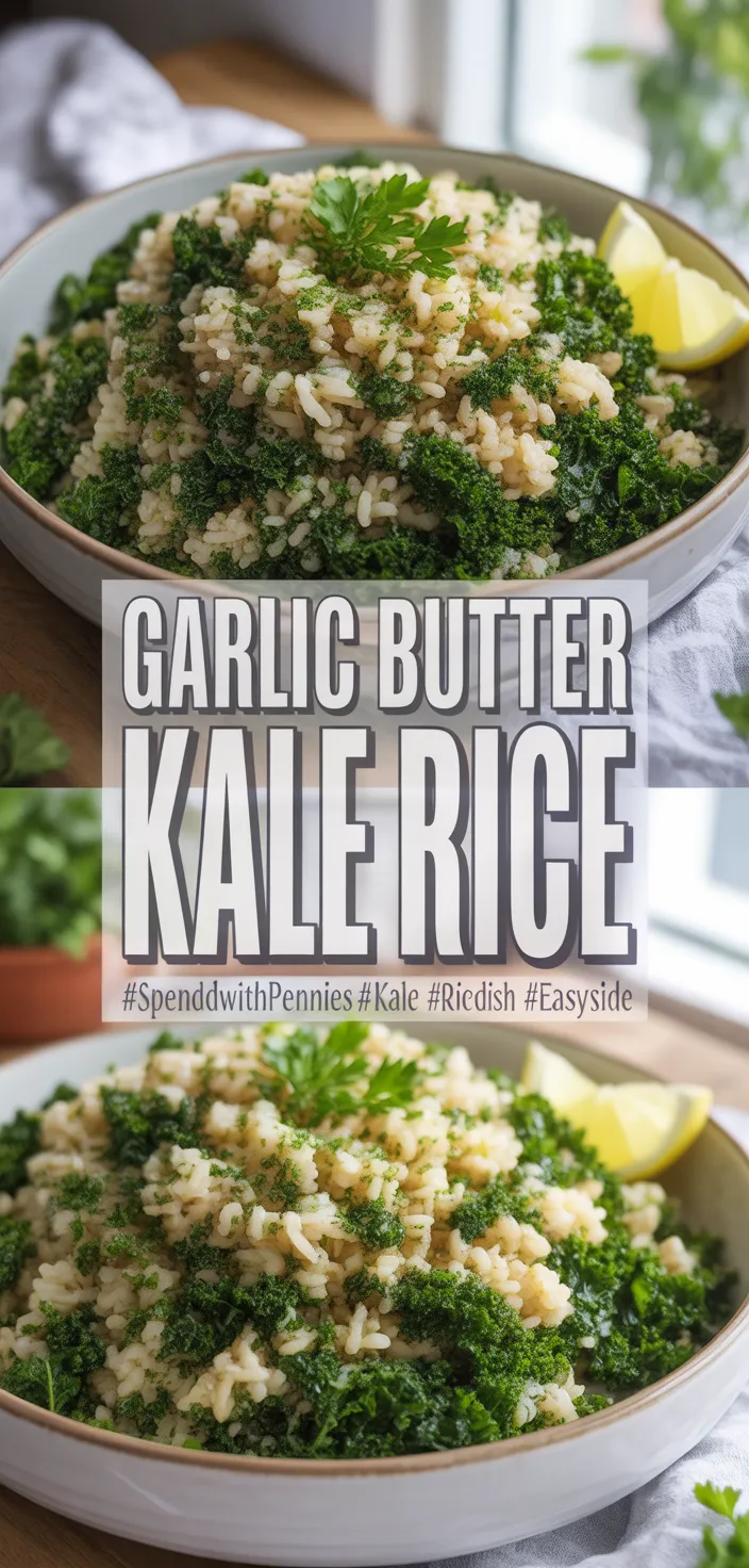 Garlic Butter Kale Rice Recipe - blissfulbitesrecipes.com